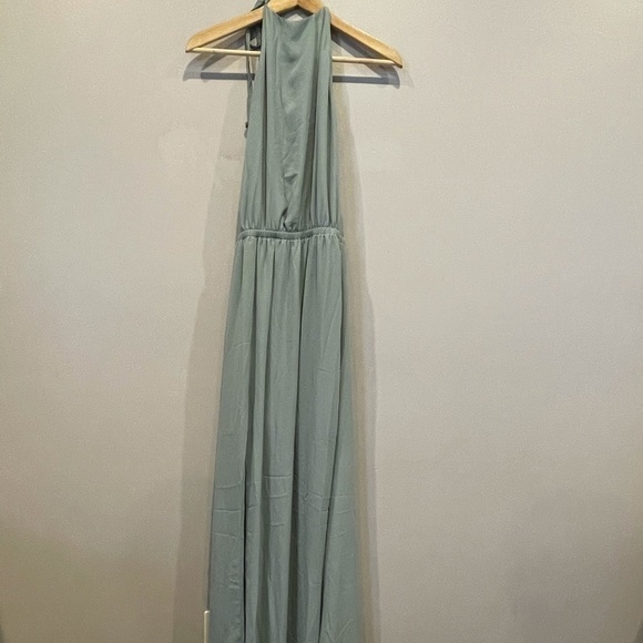 NWT Show Me Your MuMu Green Heather Halter Dress with Slit Sz XS - Picture 3 of 10